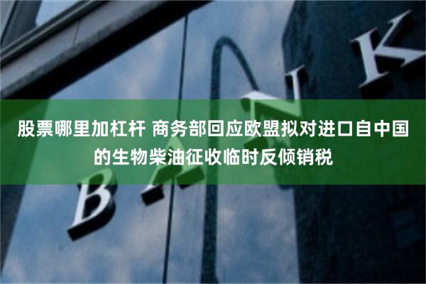 股票哪里加杠杆 商务部回应欧盟拟对进口自中国的生物柴油征收临时反倾销税