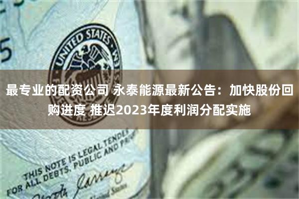 最专业的配资公司 永泰能源最新公告：加快股份回购进度 推迟2023年度利润分配实施