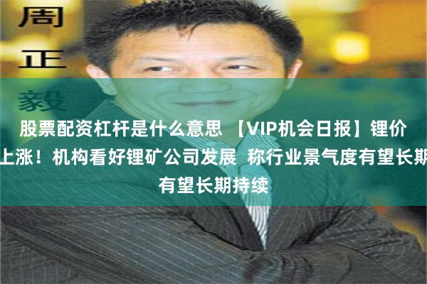 股票配资杠杆是什么意思 【VIP机会日报】锂价持续上涨！机构看好锂矿公司发展  称行业景气度有望长期持续